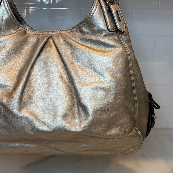 Coach Purse Handbag Leather Maggie Mia  Metallic Soft Hobo Shoulder Bag - HTF - Picture 7 of 16